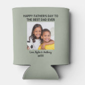 父の日の最高のパパエバーカスタムフォトグリーン 缶クーラー (裏面)