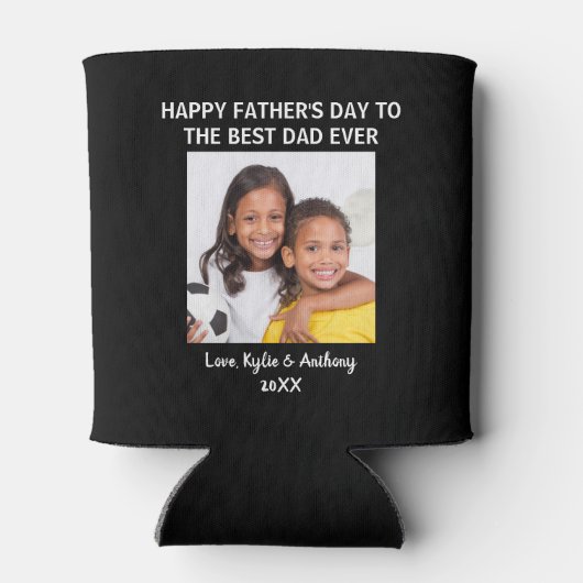 父の日の最高のパパエバーカスタムフォトブラック 缶クーラー (裏面)