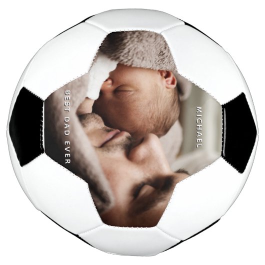 父の日の最高のパパ写真カスタムのメカスタムッセージ サッカーボール (回転)