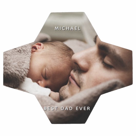 父の日の最高のパパ写真カスタムのメカスタムッセージ サッカーボール (フラット)