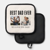 父の日の最高のパパ2 Photo Collage 鍋敷き (正面/裏面)