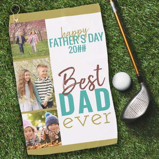 父の日の最高のパパ3 Photo Strip ゴルフタオル