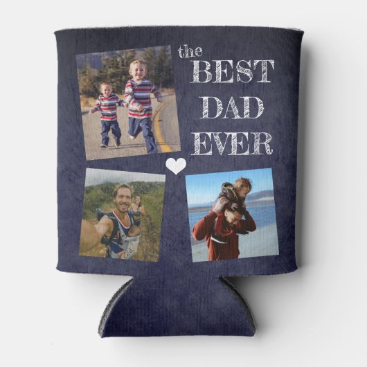 父の日の最高のパパ5枚の写真コラージュ 缶クーラー (正面)