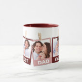 父の日の最高のパパEver 3 Photo Collage Maroon マグカップ (中央)