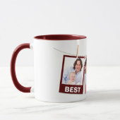 父の日の最高のパパEver 3 Photo Collage Maroon マグカップ (左)