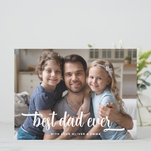父の日の最高のパパEver Scriptフォトカード (スタンド正面)
