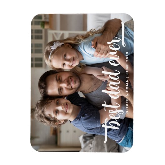 父の日の最高のパパEver Script Photo マグネット (縦)