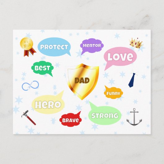 父の日の最高の父の言葉クラウド キング クラウン 愛 ポストカード (正面)