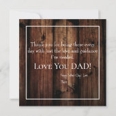 父の日の木素朴の背景 カード (裏面)