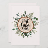 父の日の木製と葉のカスタム名言 シーズンカード (正面/裏面)