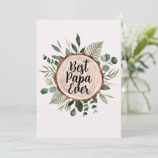 父の日の木製と葉のカスタム名言 シーズンカード (スタンド正面)