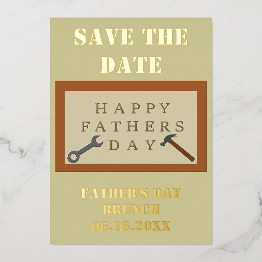父の日の木製看板 オーダーメイド Save the Date 箔シーズンカード (正面)