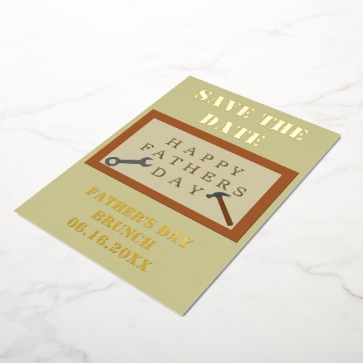 父の日の木製看板 オーダーメイド Save the Date 箔シーズンカード (回転した状態)