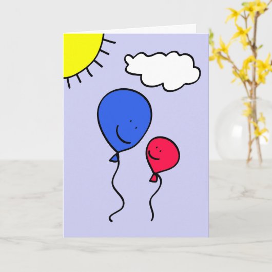 父の日の気球の挨拶 カード (黄色い花)