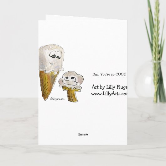 父の日の漫画のアイスクリームコーンの挨拶状 カード (裏面)