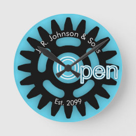 父の日の父と息子の整備士オープンEst. ラウンド壁時計