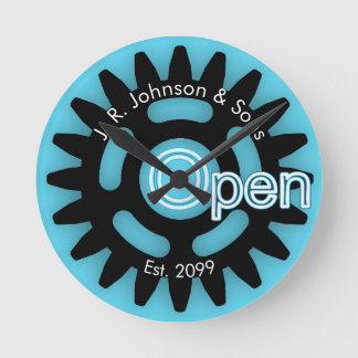 父の日の父と息子の整備士オープンEst. ラウンド壁時計