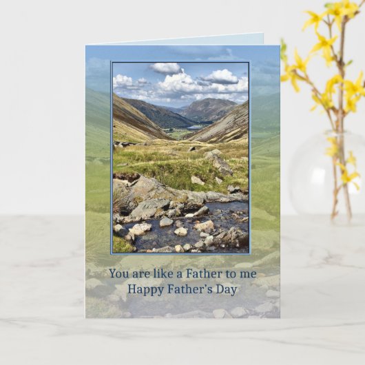 父の日の父のような人への山岳風景 カード (黄色い花)
