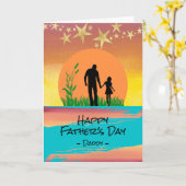 父の日の父の日の娘の金ゴールド・スターズ カード (黄色い花)