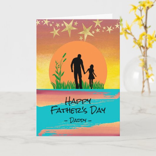 父の日の父の日の娘の金ゴールド・スターズ カード (黄色い花)