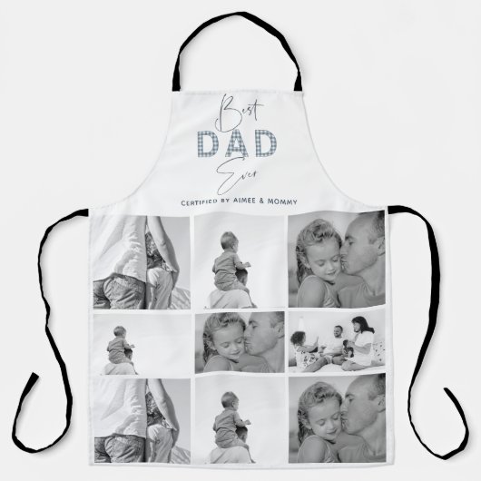 父の日の父最高のがフォトコラージュブルー エプロン (正面)