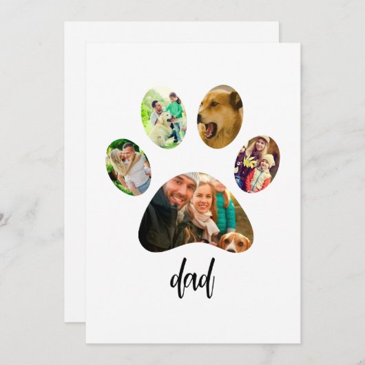 父の日の犬パパ | 5つの肉球プリント写真コラージュ シーズンカード (正面/裏面)