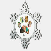 父の日の犬パパ | 5つの肉球プリント写真コラージュ スノーフレークピューターオーナメント (右)