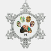 父の日の犬パパ | 5つの肉球プリント写真コラージュ スノーフレークピューターオーナメント (正面)