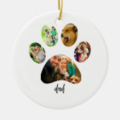 父の日の犬パパ | 5つの肉球プリント写真コラージュ セラミックオーナメント (正面)