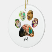 父の日の犬パパ | 5つの肉球プリント写真コラージュ セラミックオーナメント (左)