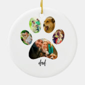 父の日の犬パパ | 5つの肉球プリント写真コラージュ セラミックオーナメント (裏面)