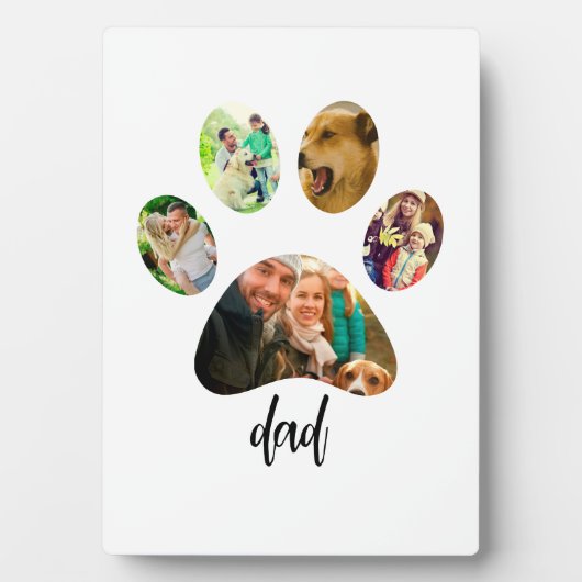 父の日の犬パパ | 5つの肉球プリント写真コラージュ フォトプラーク (正面)