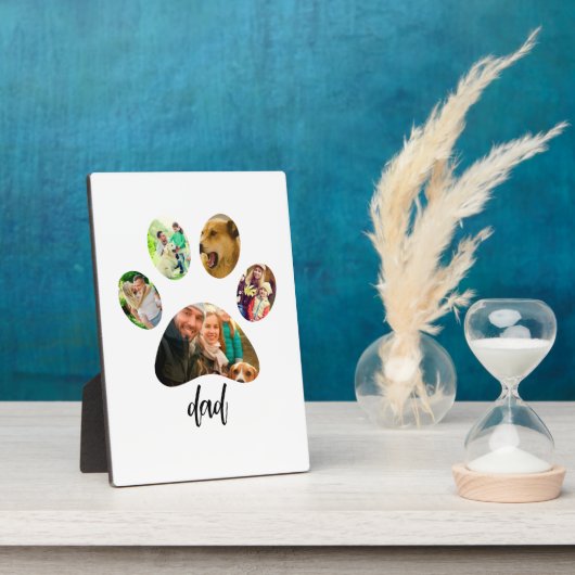 父の日の犬パパ | 5つの肉球プリント写真コラージュ フォトプラーク (側面)