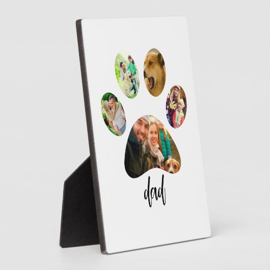 父の日の犬パパ | 5つの肉球プリント写真コラージュ フォトプラーク (側面)