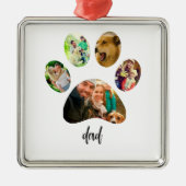 父の日の犬パパ | 5つの肉球プリント写真コラージュ メタルオーナメント (正面)