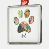 父の日の犬パパ | 5つの肉球プリント写真コラージュ メタルオーナメント (左)