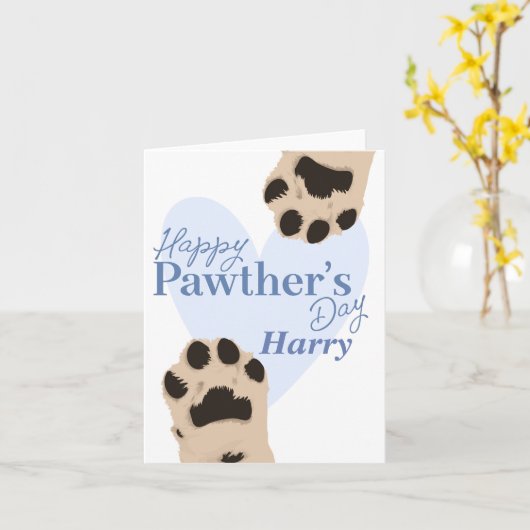 父の日の犬好きパパへのユーモア カード (黄色い花)