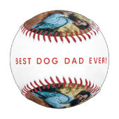 父の日の犬最高ののパパエバーカスタムフォト 野球ボール (裏面)