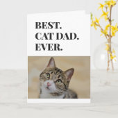 父の日の猫パパ 世界で最高のペット写真 カード (黄色い花)