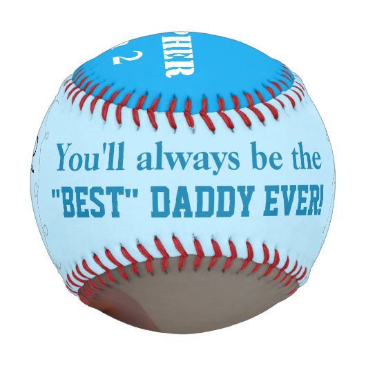 父の日の男の子ツインズブルー写真野球 野球ボール (正面)