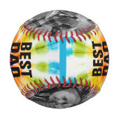 父の日の絞り染め最高のパパの写真カスタム 野球ボール (裏面)