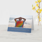 父の日の義理の息子、海のビーチは、カードを振ります カード (黄色い花)