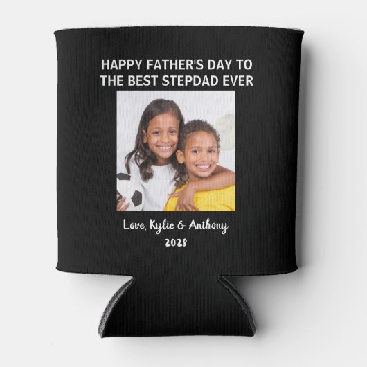 父の日の義理最高の父が今までフォトブラック 缶クーラー (正面)