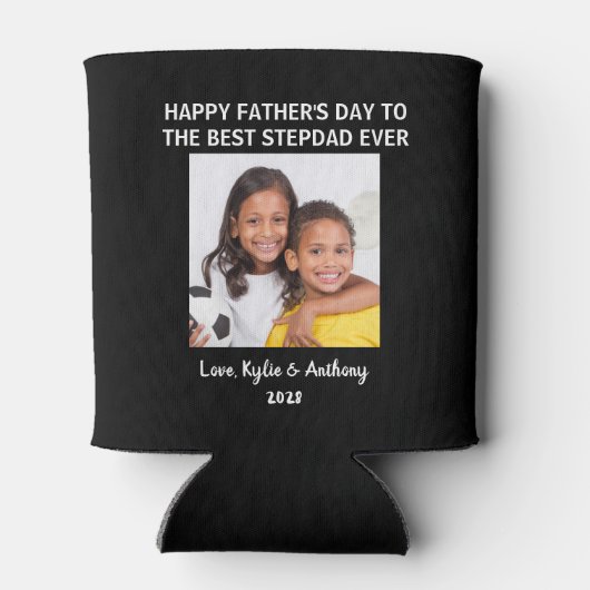 父の日の義理最高の父が今までフォトブラック 缶クーラー (裏面)