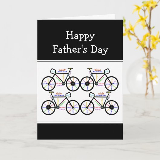 父の日の自転車サイクル、スポーツおもしろいユーモア カード (黄色い花)