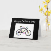 父の日の自転車サイクル，スポーツやる気を起こさせる カード (黄色い花)