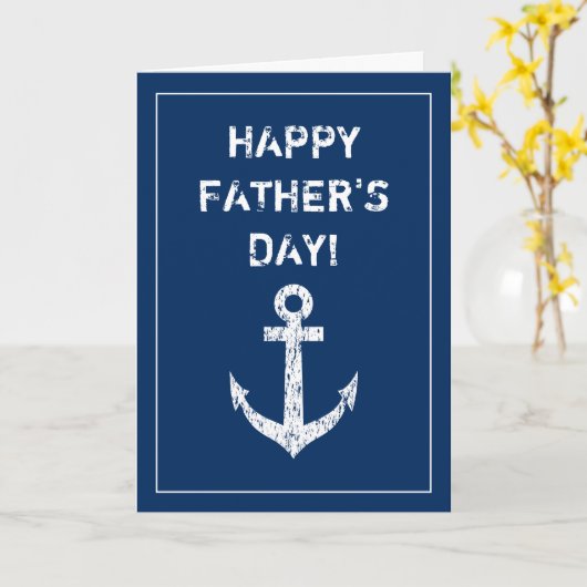 父の日の航海用ボートアンカーグリーティング カード (黄色い花)