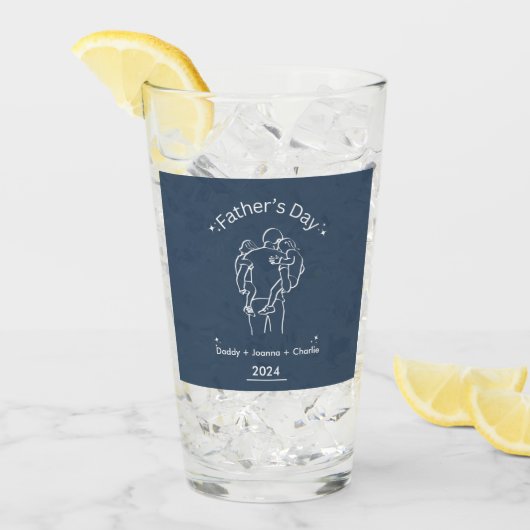 父の日の行のスケッチ2の子供 タンブラーグラス (アイス正面)