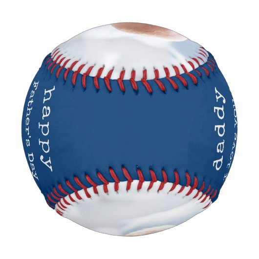 父の日の詩と2枚のカスタム写真ブルーとグレー 野球ボール (裏面)