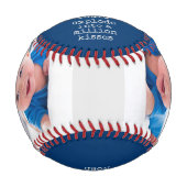 父の日の詩と2枚のカスタム写真ブルーとグレー 野球ボール (正面)